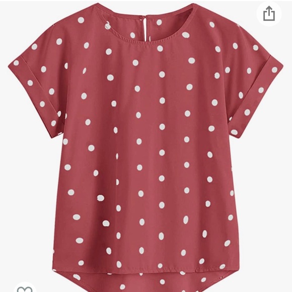 Tops - New Small Dusty Rose Polka Dot Top